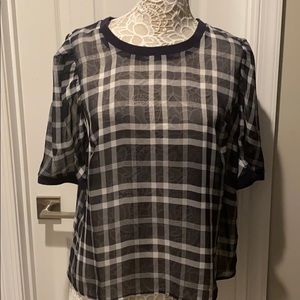 Women’s Navy/White Plaid Blouse